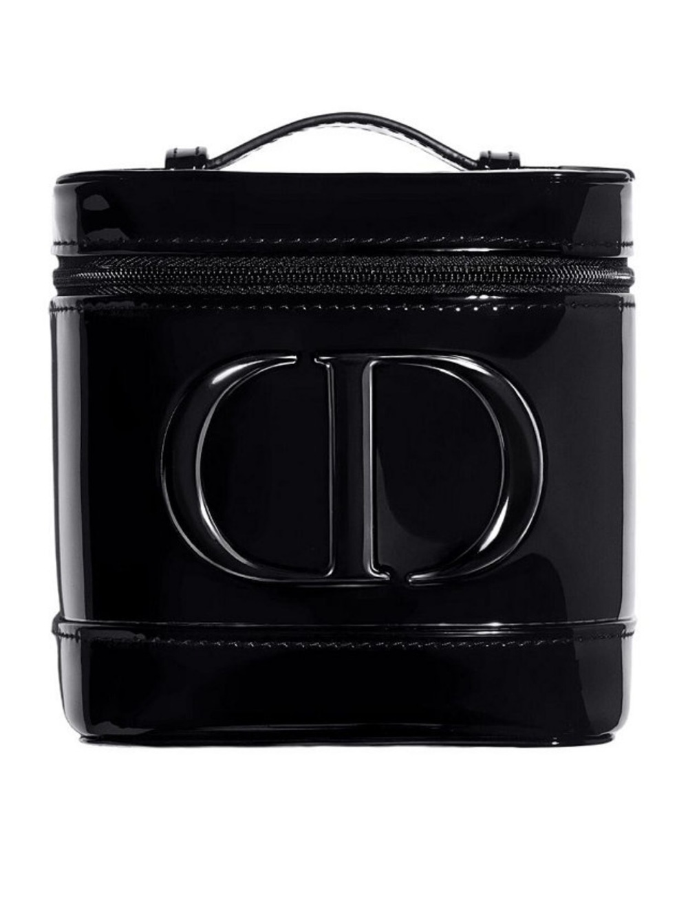 Dior Black Patent Top Handle Vanity Case Cosmetic Makeup Bag NEW IN BOX
